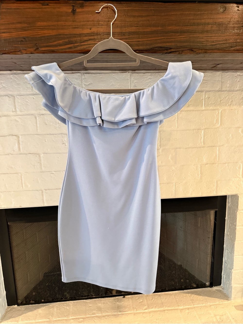 Style Rack Light Blue One-Shoulder Ruffle Bodycon Dress